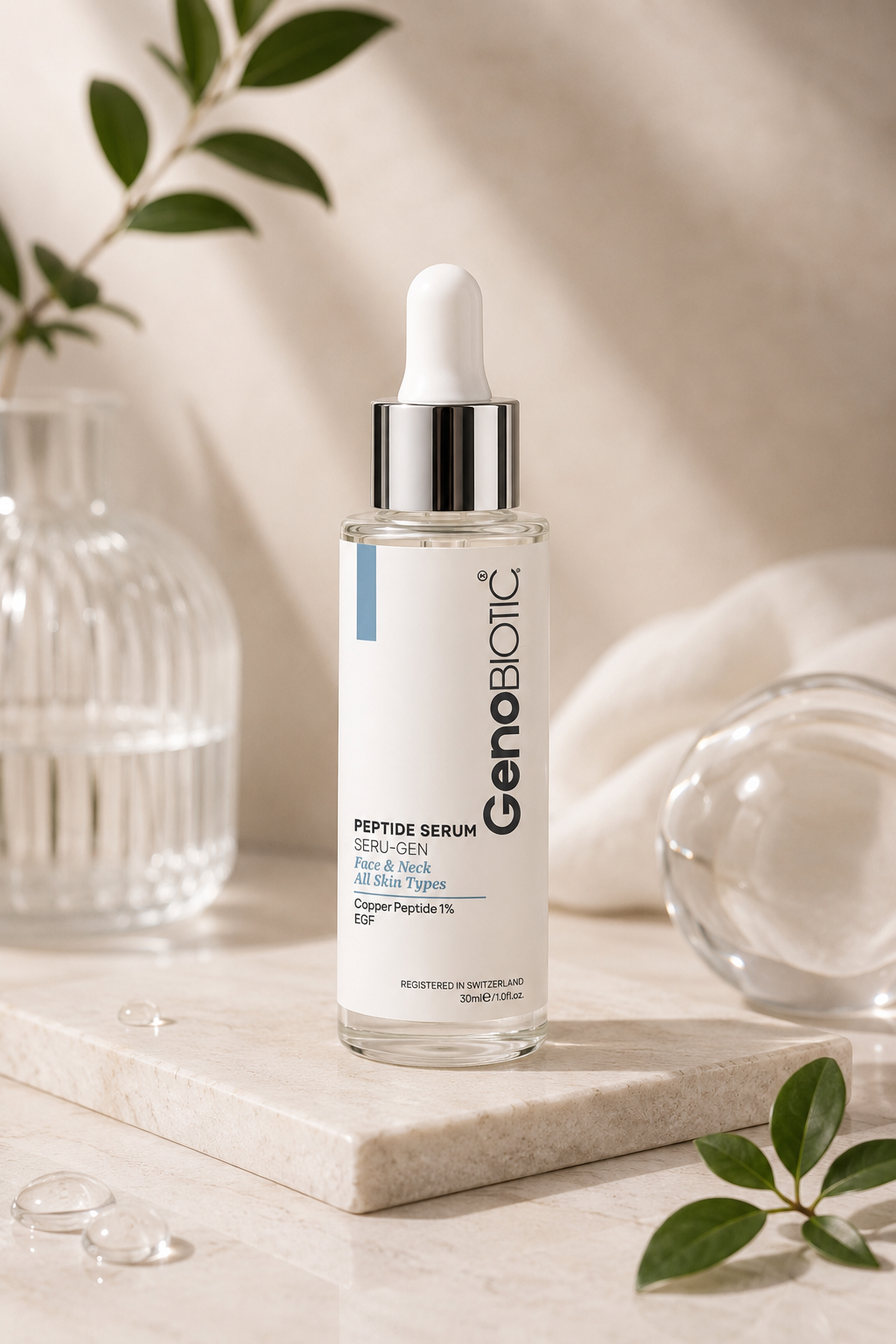 سرم پپتاید ژنو بایوتیک (GenoBiotic Peptide Serum) – جوانساز و بازسازی‌کننده پوست صورت و گردن ۳۰میلی لیتر