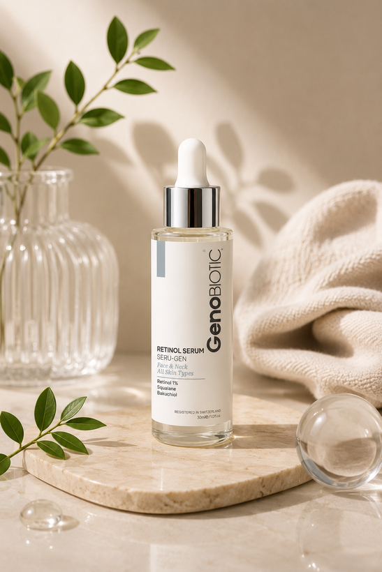 سرم رتینول ژنوبایوتیک (Genobiotic Retinol Serum Seru-Gen) – جوانسازی و بازسازی پوست صورت و گردن ۳۰ میلی لیتر